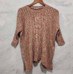 Lamade Pullover Sweater Marbled Burnt Orange Button Sides Xs Oversized